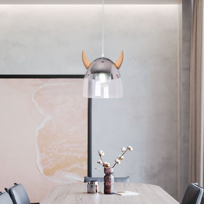 Klasické skleněné závěsné světlo Dřevěná rohová lampa Kreativní osvětlení