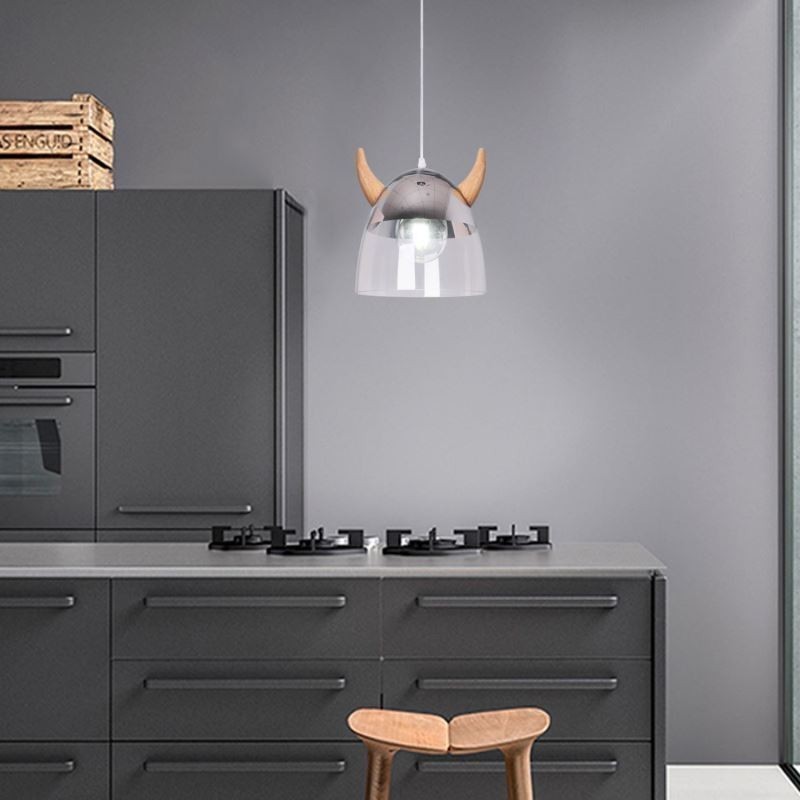 Klasické skleněné závěsné světlo Dřevěná rohová lampa Kreativní osvětlení