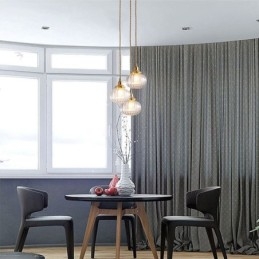 Skleněné závěsné světlo Čiré kulatá žebrovaná lampa ve tvaru dýně 1 světlo