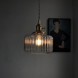 Jelly Jar čiré žebrované skleněné závěsné světlo s otočným spínačem