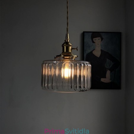 Jelly Jar čiré žebrované skleněné závěsné světlo s otočným spínačem Jelly Jar čiré žebrované skleněné závěsné světlo s otočným spínačem