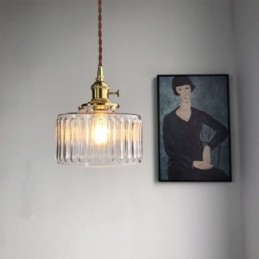 Jelly Jar čiré žebrované skleněné závěsné světlo s otočným spínačem