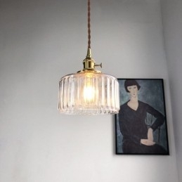 Jelly Jar čiré žebrované skleněné závěsné světlo s otočným spínačem