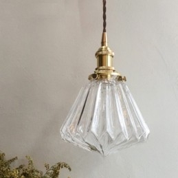 Čiré diamantové žebrované skleněné závěsné světlo
