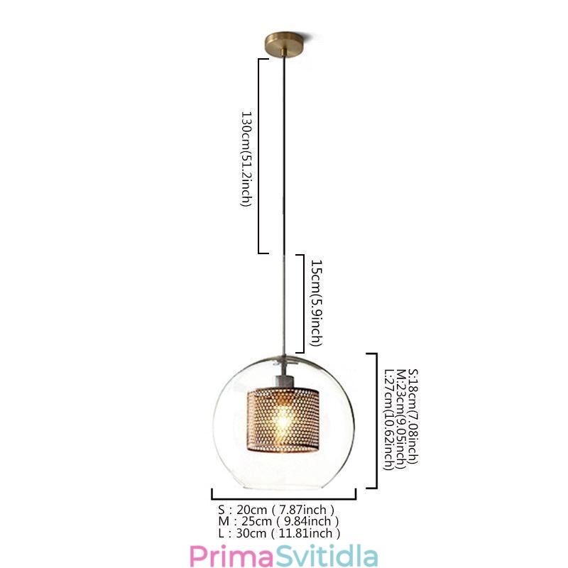 Severské závěsné světlo Skleněné domácí osvětlení Lampa ve tvaru kulaté koule Noční lampa