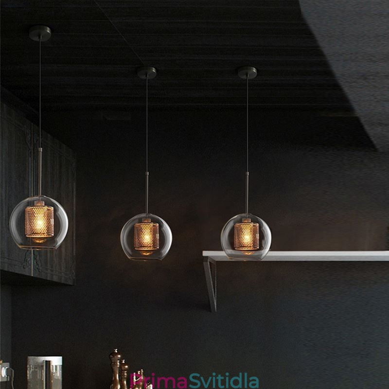 Severské závěsné světlo Skleněné domácí osvětlení Lampa ve tvaru kulaté koule Noční lampa