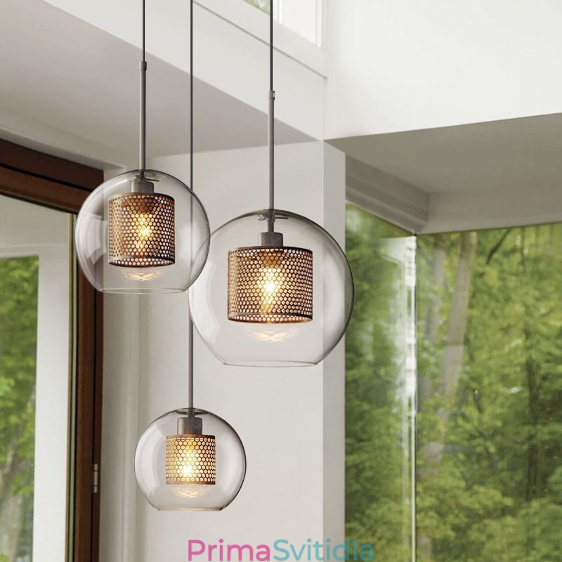 Severské závěsné světlo Skleněné domácí osvětlení Lampa ve tvaru kulaté koule Noční lampa