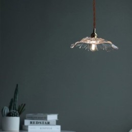 Lotus Leaf Žebrované čiré skleněné závěsné světlo Homestay Lamp
