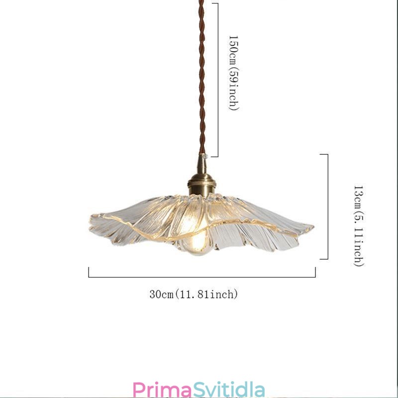 Lotus Leaf Žebrované čiré skleněné závěsné světlo Homestay Lamp