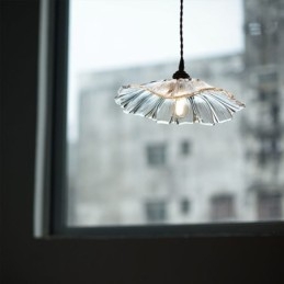 Lotus Leaf Žebrované čiré skleněné závěsné světlo Homestay Lamp