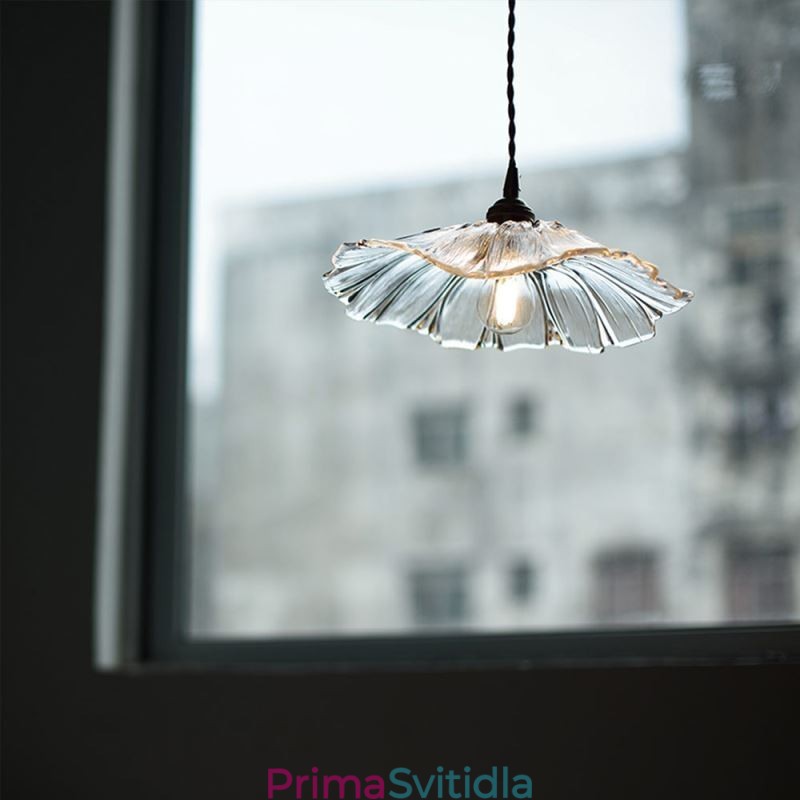 Lotus Leaf Žebrované čiré skleněné závěsné světlo Homestay Lamp