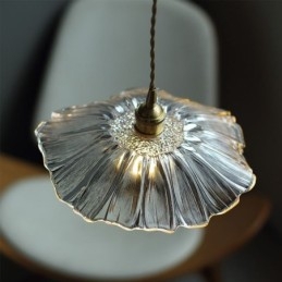 Lotus Leaf Žebrované čiré skleněné závěsné světlo Homestay Lamp