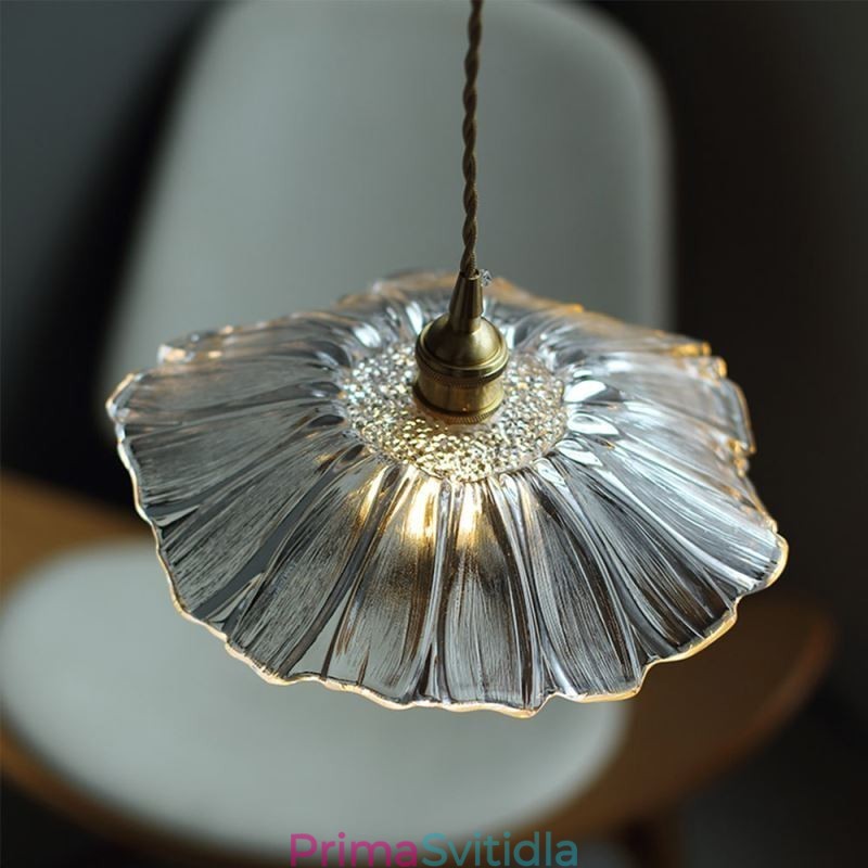 Lotus Leaf Žebrované čiré skleněné závěsné světlo Homestay Lamp
