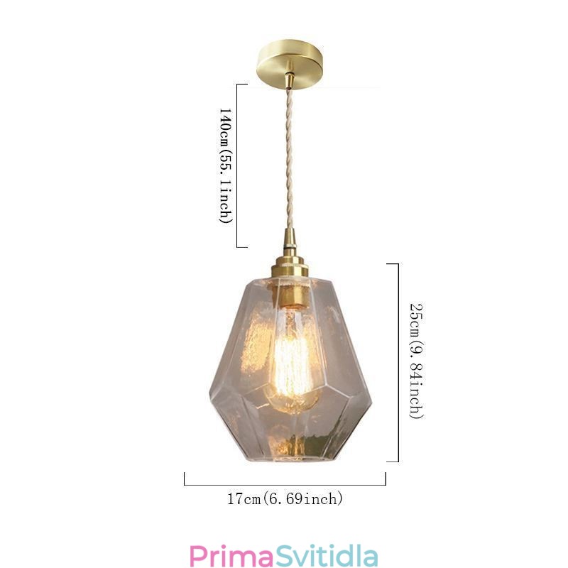 Nordic Retro Závěsné světlo Mosazné sklo Domácí osvětlení Tower Tvar Lamp Lamp