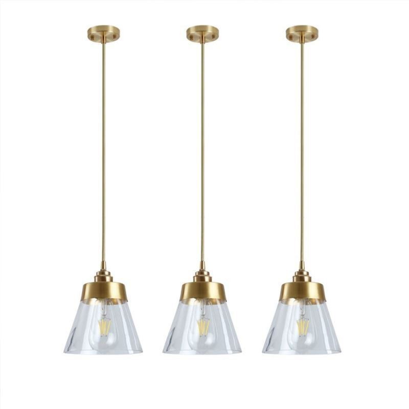 Nordic Retro závěsné světlo Skleněné stínidlo Domácí osvětlení Mosazný držák lampy Světlo