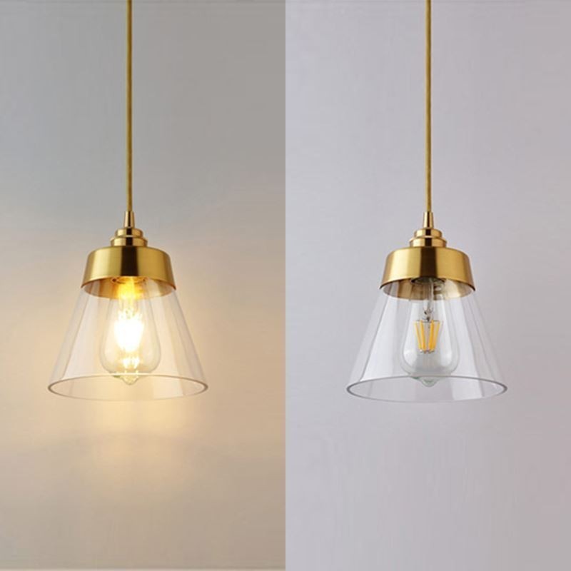 Nordic Retro závěsné světlo Skleněné stínidlo Domácí osvětlení Mosazný držák lampy Světlo