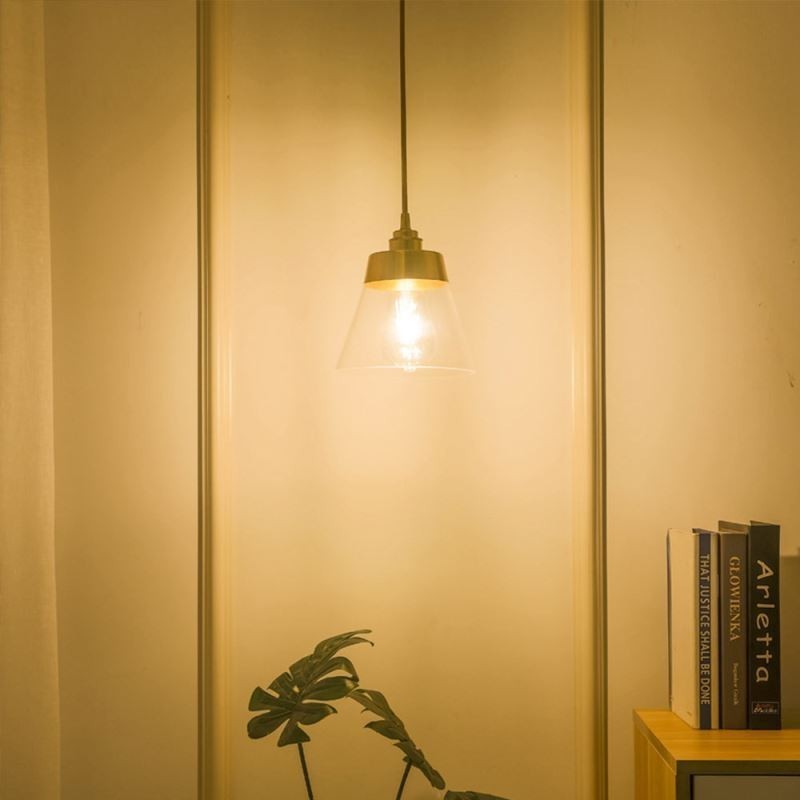 Nordic Retro závěsné světlo Skleněné stínidlo Domácí osvětlení Mosazný držák lampy Světlo