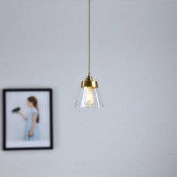Nordic Retro závěsné světlo Skleněné stínidlo Domácí osvětlení Mosazný držák lampy Světlo