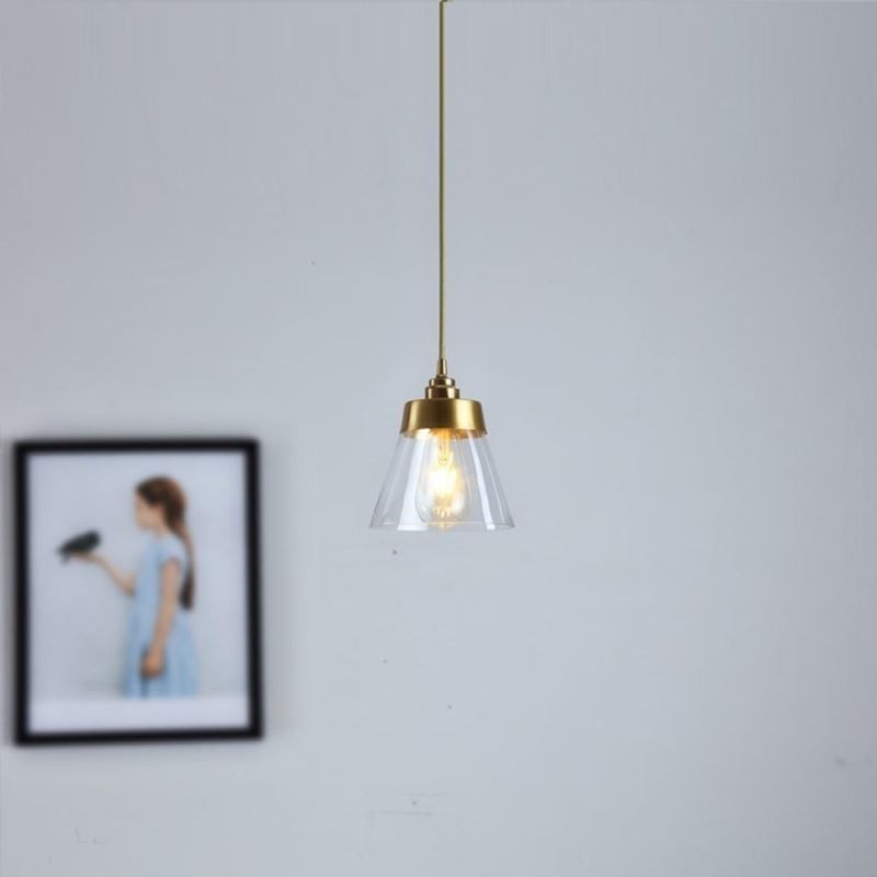 Nordic Retro závěsné světlo Skleněné stínidlo Domácí osvětlení Mosazný držák lampy Světlo