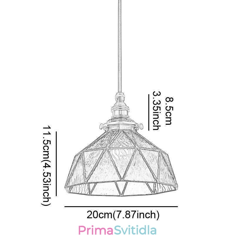 Geometrické závěsné světlo z barevného skla
