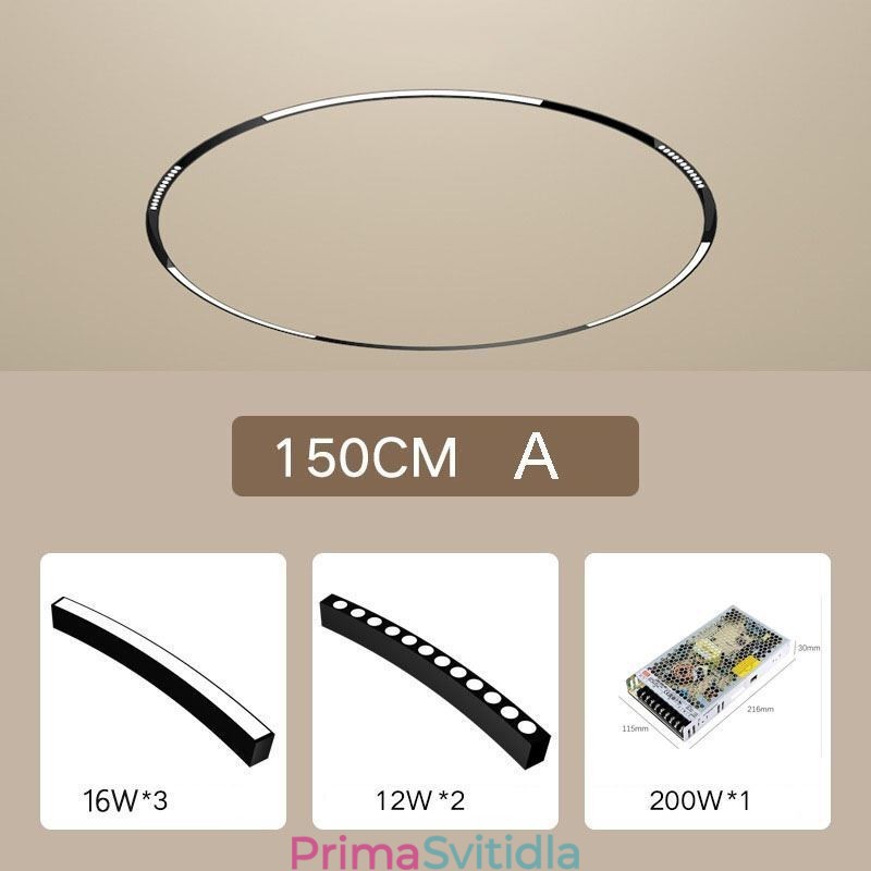 Kruhové dráhové svítidlo Magnetické zapuštěné dráhové svítidlo 150 cm