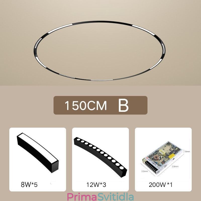 Kruhové dráhové svítidlo Magnetické zapuštěné dráhové svítidlo 150 cm
