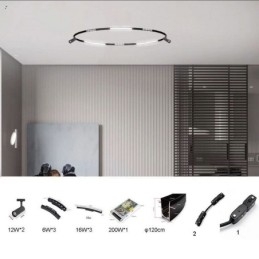 Kruhový dráhový světelný systém Magnetické zapuštěné dráhové svítidlo 120 cm