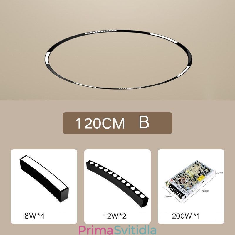 Kolejové svítidlo Magnetické zapuštěné kruhové dráhové svítidlo 120 cm