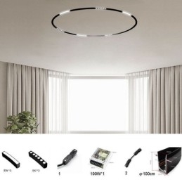 Kruhové dráhové svítidlo Magnetické zapuštěné bodové dekorativní svítidlo 100 cm