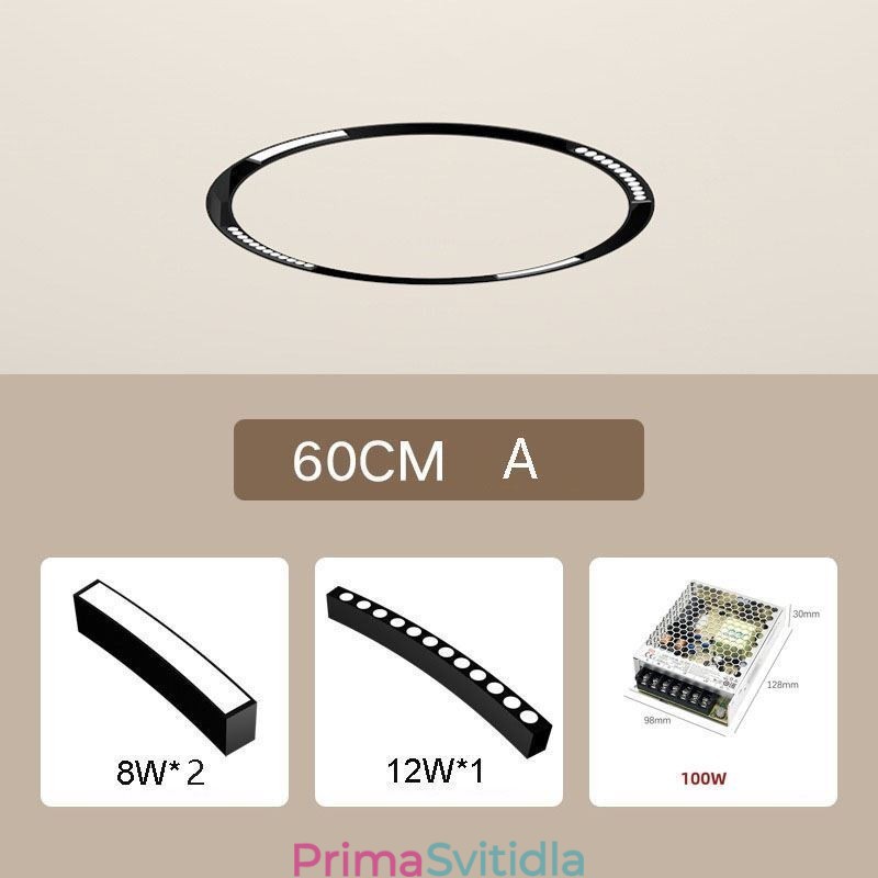 Kruhové dráhové svítidlo Magnetické zapuštěné bodové dekorativní svítidlo 60 cm