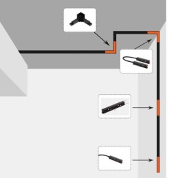 Příslušenství k osvětlení magnetických kolejnic Zapuštěné rohové připojení kolejnice