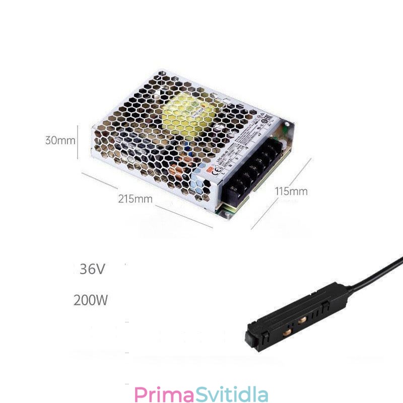 Ovladač pásového světla 200W 36V napájecí zdroj ovladače s magnetickým napájecím konektorem kolejnice