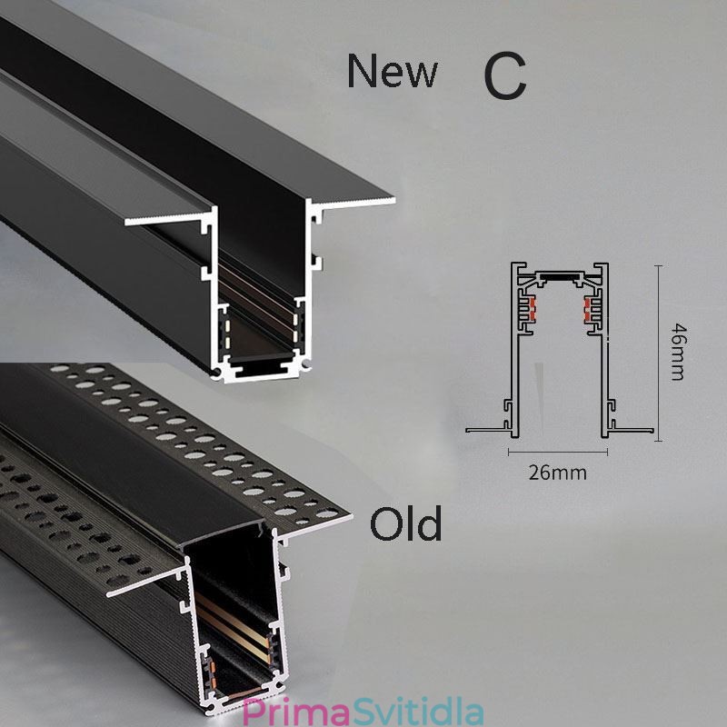 Zapuštěné kolejnice osvětlovací lišty Magnetický hliníkový profil povrchu dráhy Ultratenký světelný pásek dráhy 100 cm
