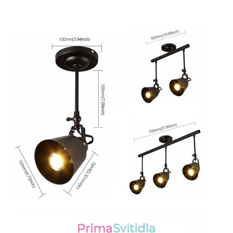 Rustikální Iron Spotlight Venkov Vintage stropní svítidlo