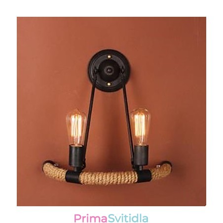 Nástěnná lampa na balkonové schodiště s půlkruhovým konopným lanem Nástěnná lampa na balkonové schodiště s půlkruhovým konopným lanem