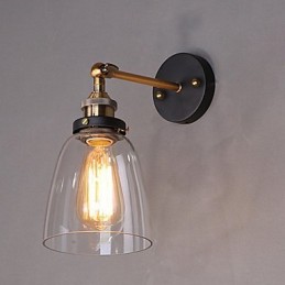 Industriální Edison Jednoduchost Skleněné nástěnné nástěnné svítidlo Kovový základní kryt Jídelna Studovna Kancelář předsíň Světlo na zeď