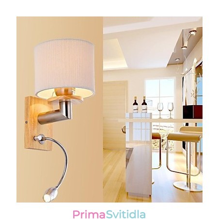 Nástěnná lampa Jedno světlo s lampičkou na čtení Nástěnná lampa Jedno světlo s lampičkou na čtení