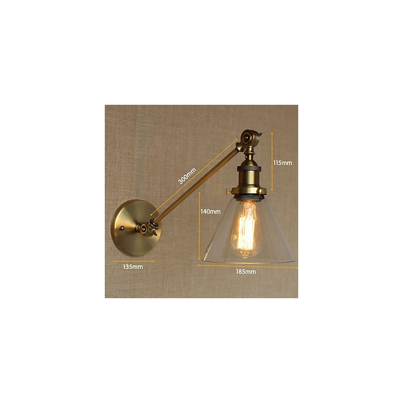 Nástěnná nástěnná nástěnná lampa do ložnice ve stylu Retro Creative American Country Hall The Iron Glass Bronz