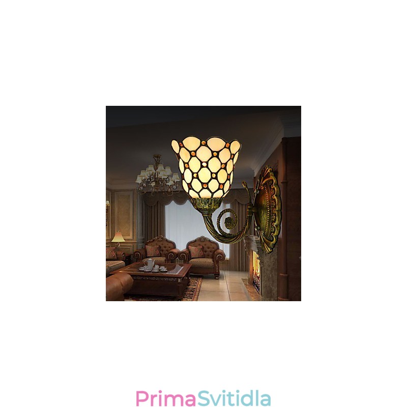 Evropská středomořská smluvní venkovská kreativní kovaná nástěnná lampa Skleněná světla
