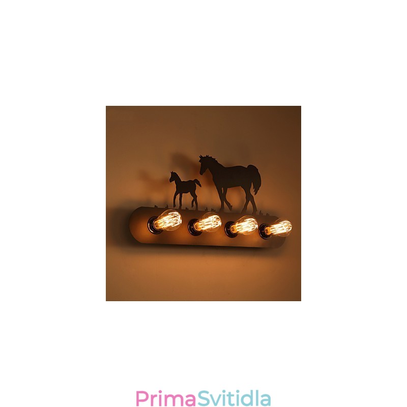 Americké vesnické pastorační LOFT Ložnice ulička Iron Retro nástěnné lampy s divokým koněm Doprava zdarma