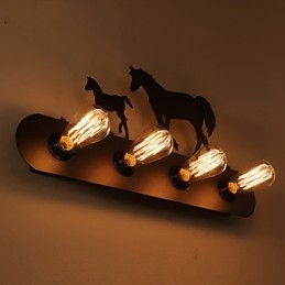 Americké vesnické pastorační LOFT Ložnice ulička Iron Retro nástěnné lampy s divokým koněm Doprava zdarma