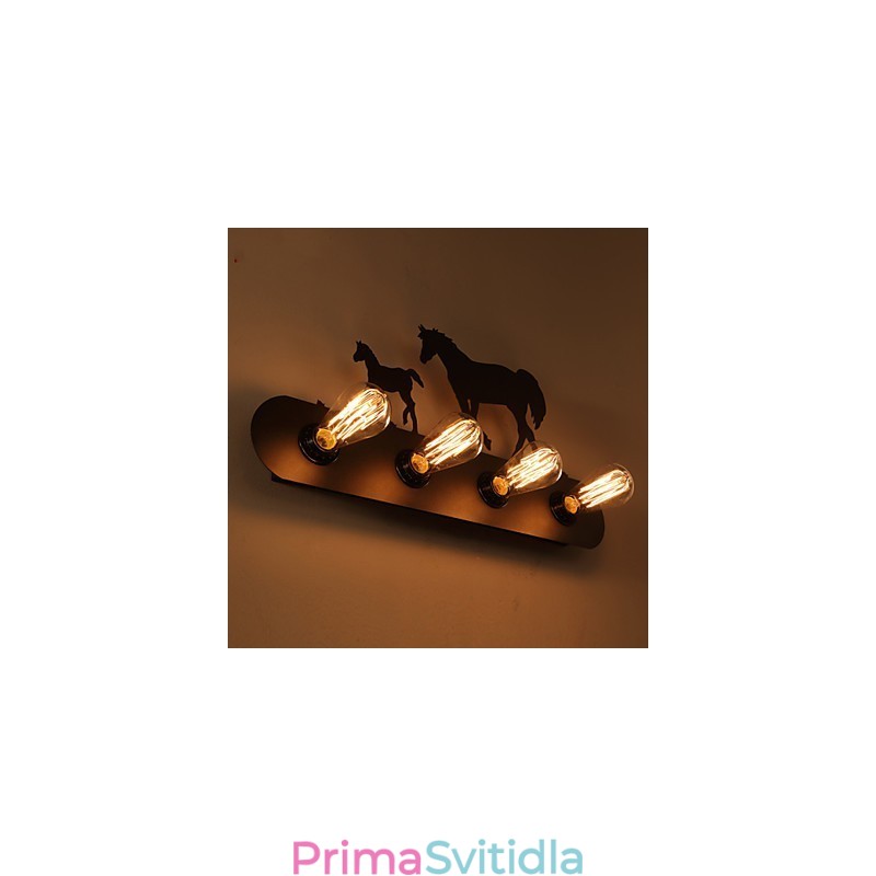 Americké vesnické pastorační LOFT Ložnice ulička Iron Retro nástěnné lampy s divokým koněm Doprava zdarma