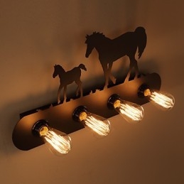 Americké vesnické pastorační LOFT Ložnice ulička Iron Retro nástěnné lampy s divokým koněm Doprava zdarma