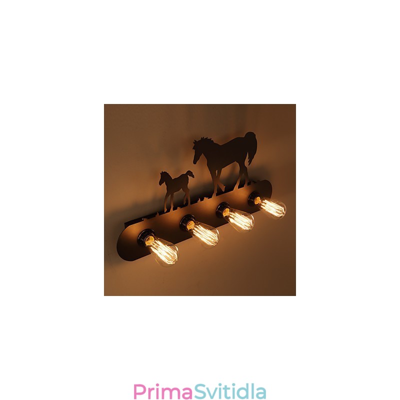 Americké vesnické pastorační LOFT Ložnice ulička Iron Retro nástěnné lampy s divokým koněm Doprava zdarma