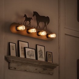 Americké vesnické pastorační LOFT Ložnice ulička Iron Retro nástěnné lampy s divokým koněm Doprava zdarma