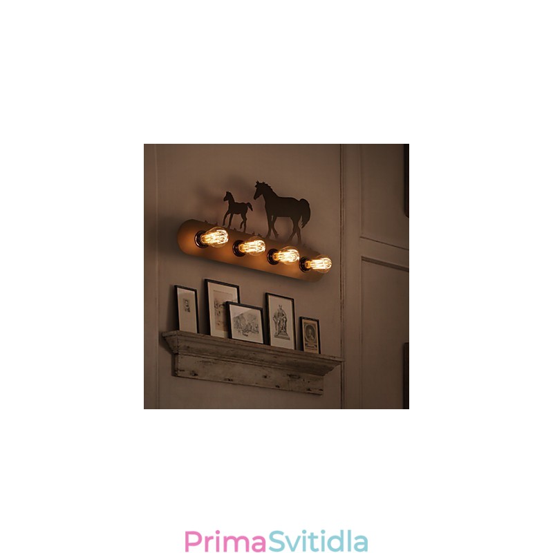 Americké vesnické pastorační LOFT Ložnice ulička Iron Retro nástěnné lampy s divokým koněm Doprava zdarma