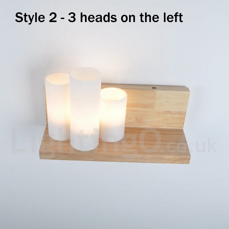 Nástěnné svítidlo v mini stylu se skleněnými stínidly Moderní moderní nástěnné svítidlo z bambusového dřeva