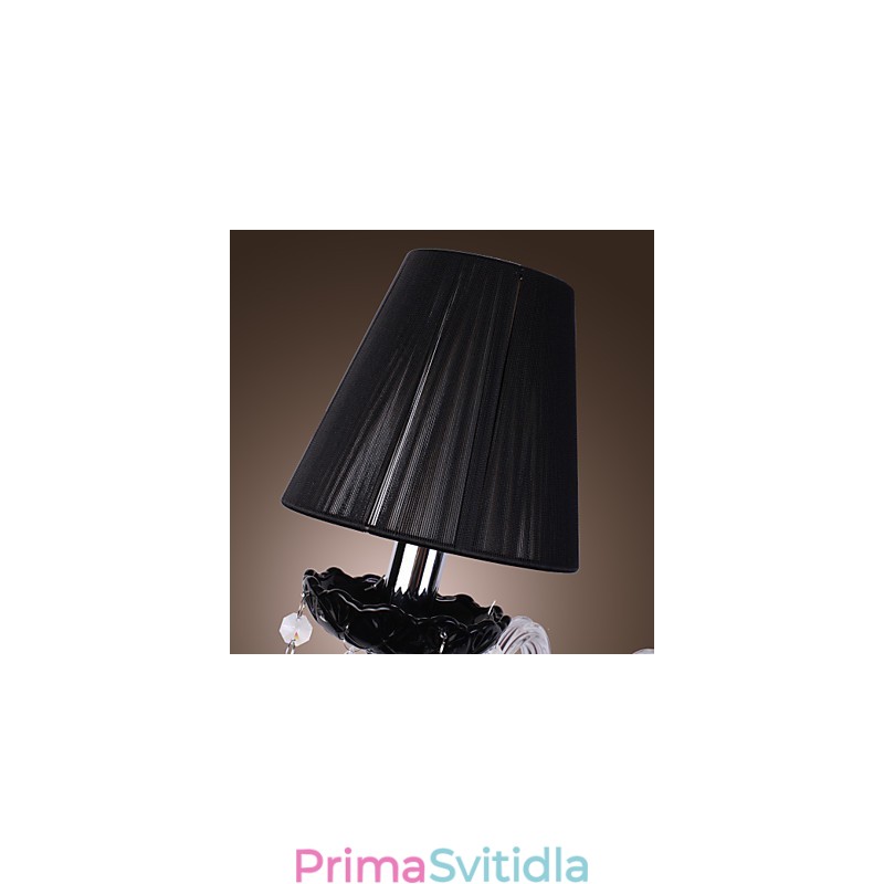 Křišťálové nástěnné svítidlo se 2 světly v látkovém odstínu
