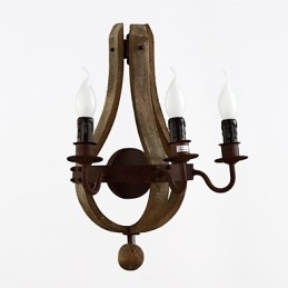 Vintage americká rustikální dřevěná nástěnná lampa na víno do obývacího pokoje a ložnice