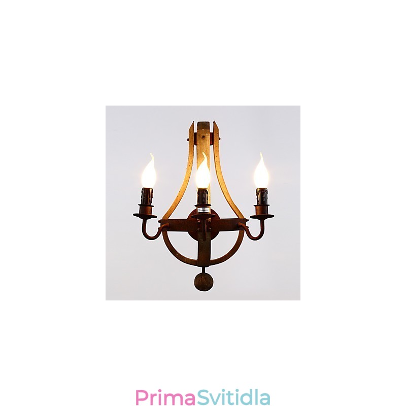 Vintage americká rustikální dřevěná nástěnná lampa na víno do obývacího pokoje a ložnice